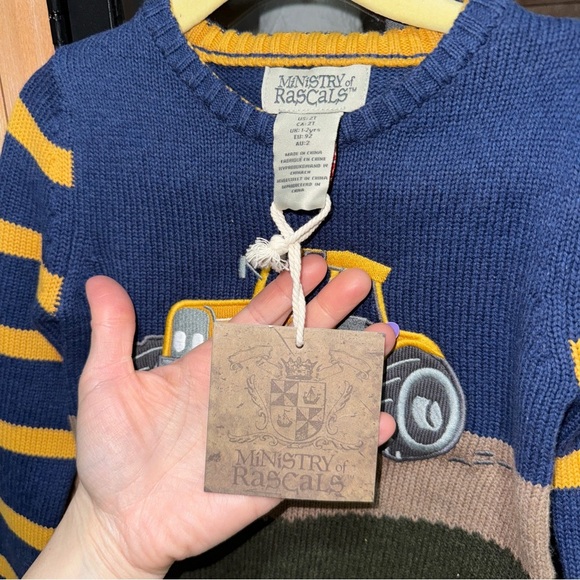 MINISTRY OF RASCALS Toddler Boys Embroidered Sweater construction monster truck - Picture 3 of 5